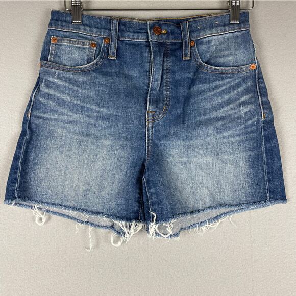 Madewell Pants - Madewell High Rise Denim Shorts Womens 26 Blue Raw Hem Cutoff Medium Wash